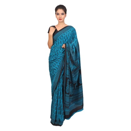 HANDLOOM CRAPE SILK SAREE WITH BLOUSE (SKU - 3I0106030422 SAREE- 204)