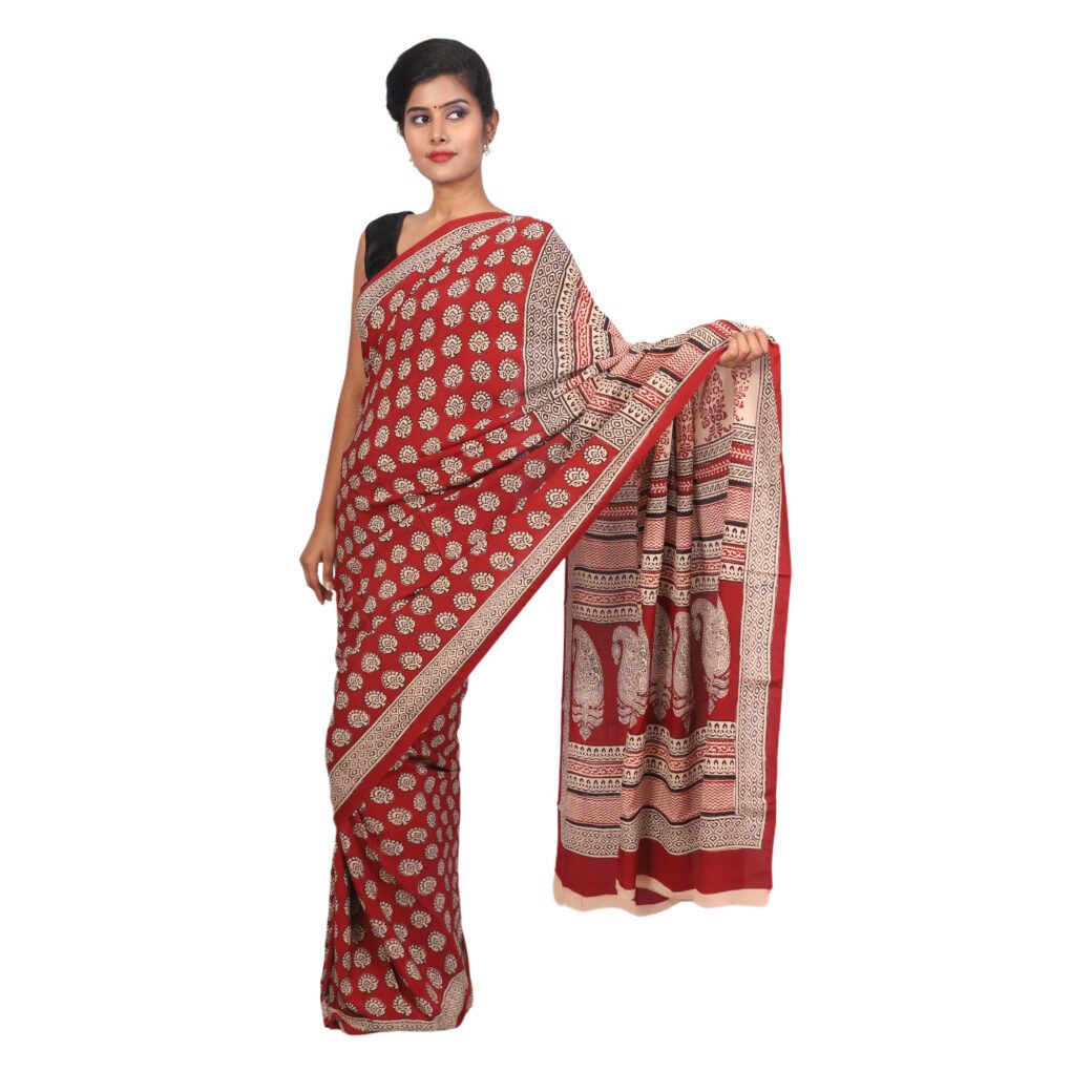 HANDLOOM CRAPE SILK SAREE WITH BLOUSE (SKU - 3I0106030422 SAREE- 212)