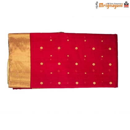 HANDLOOM CHANDERI (SILK + MERCERISED) SAREE WITH BLOUSE (SKU - 1SC101140422, SAREE-1000)