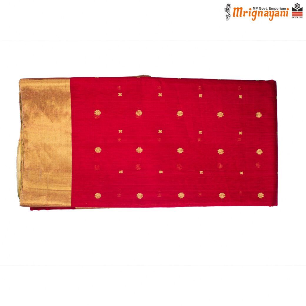 HANDLOOM CHANDERI (SILK + MERCERISED) SAREE WITH BLOUSE (SKU - 1SC101140422, SAREE-1000)