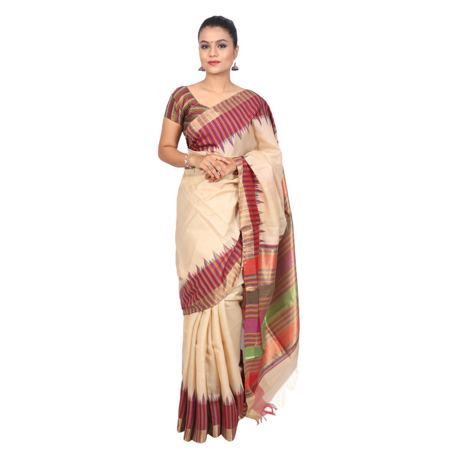 HANDLOOM KOSA SAREE WITH BLOUSE (SKU - 1ST6101091218 SAREE- 161)