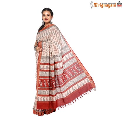 HANDLOOM KOSA BAGH PRINT SAREE WITH BLOUSE (SKU - 3N0102060622, SAREE - 1203)