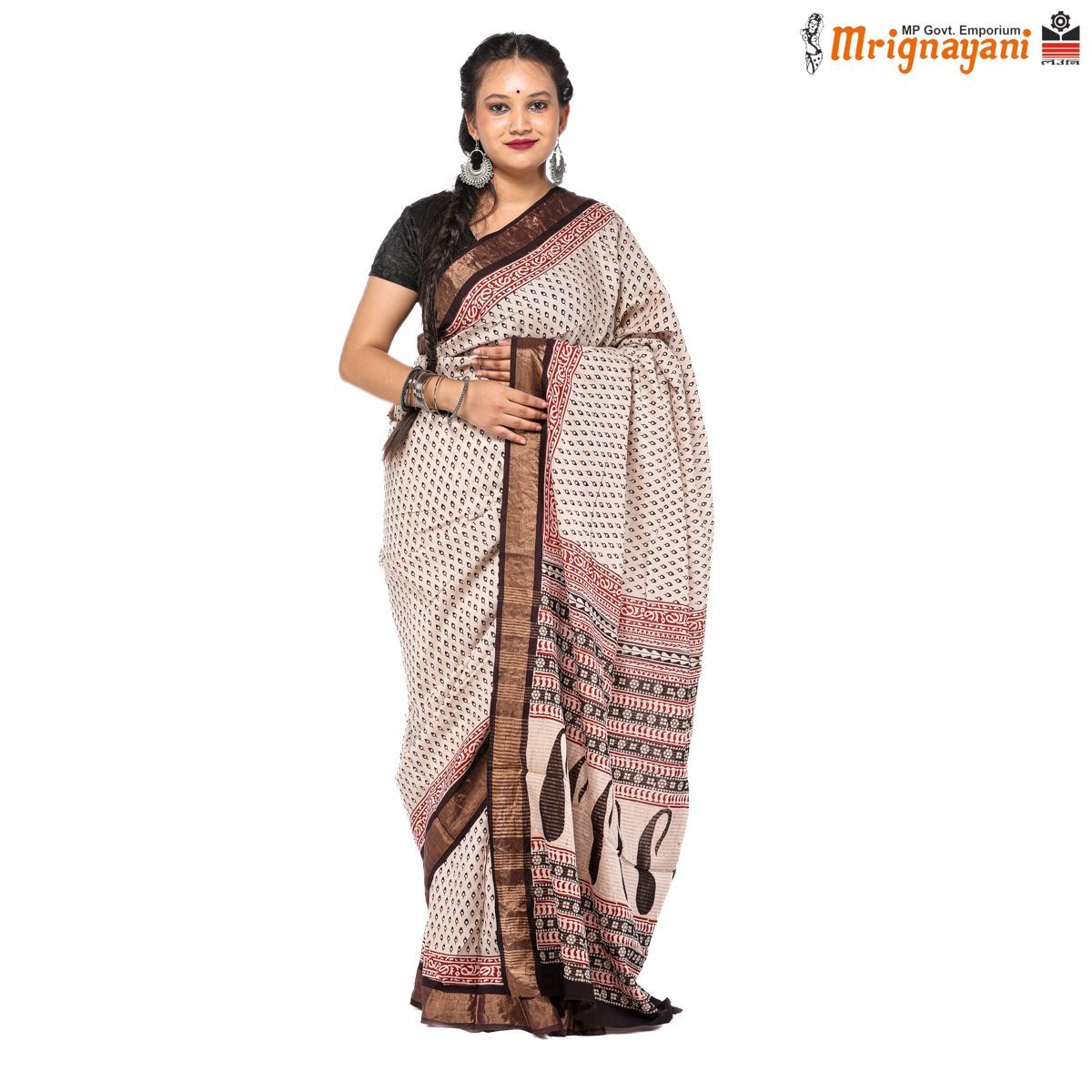 HANDLOOM KOSA BAGH PRINT SAREE WITH BLOUSE (SKU - 3N0102060622, SAREE - 1204)