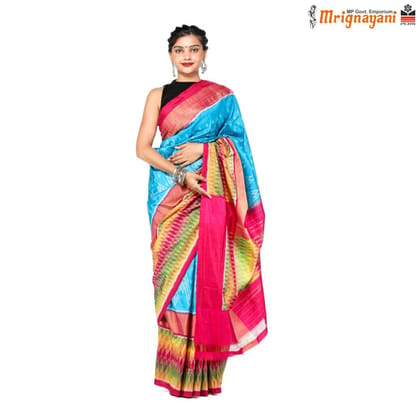 HANDLOOM IKKAT PATOLA PURE SILK SAREE WITH BLOUSE (SKU - 1SSP05230422, SAREE-1111)