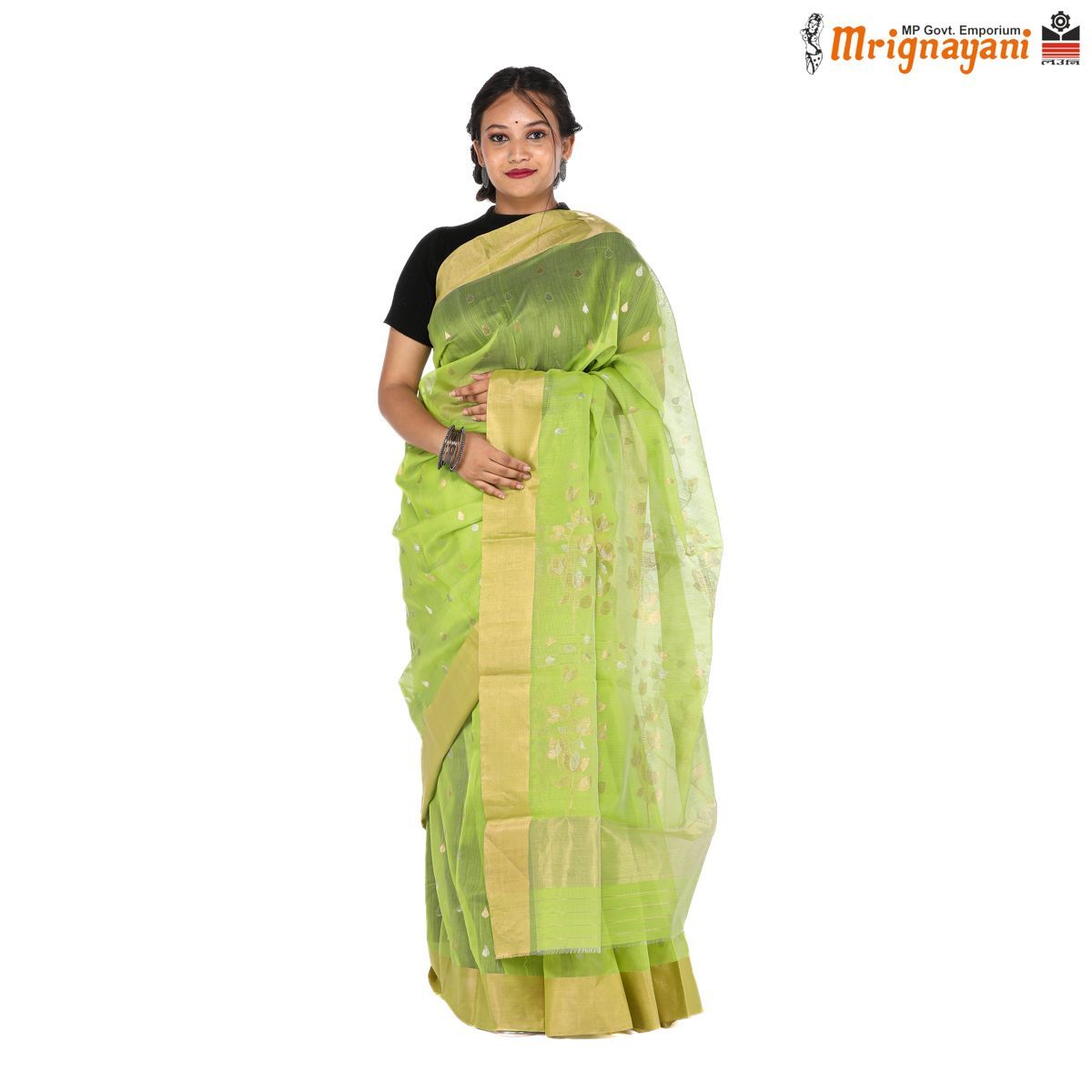 HANDLOOM CHANDERI SILK SAREE WITH BLOUSE (SKU - 1SC201191021 SAREE-1037)