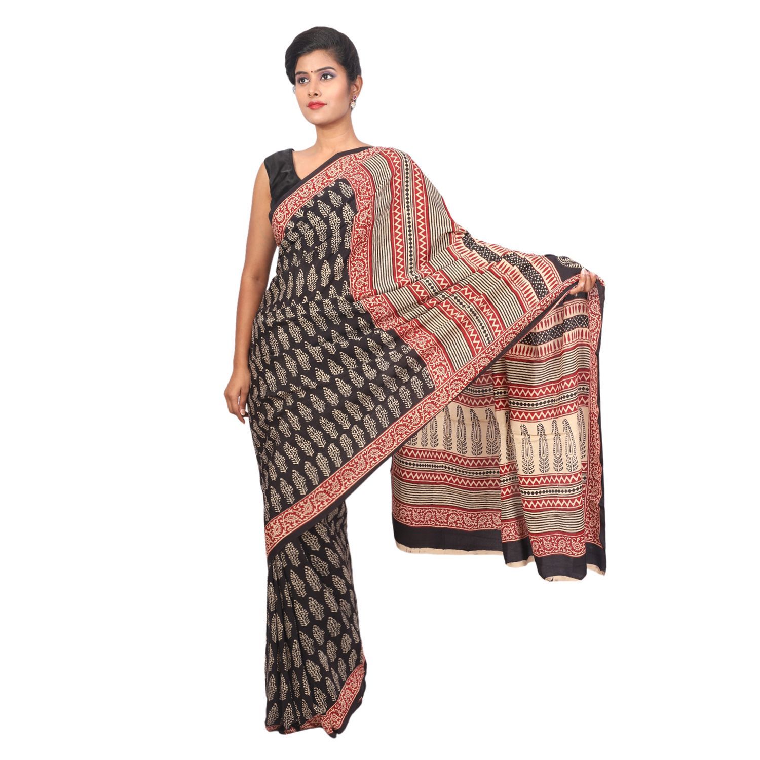 HANDLOOM CRAPE SILK SAREE WITH BLOUSE (SKU - 3I0106030422 SAREE- 182)