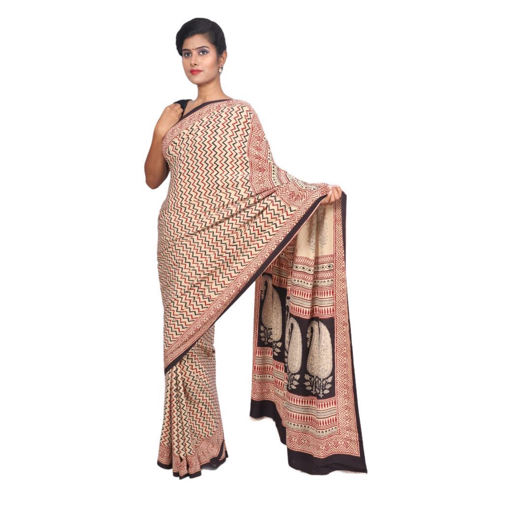 HANDLOOM CRAPE SILK SAREE WITH BLOUSE (SKU - 3I0106030422 SAREE- 199)