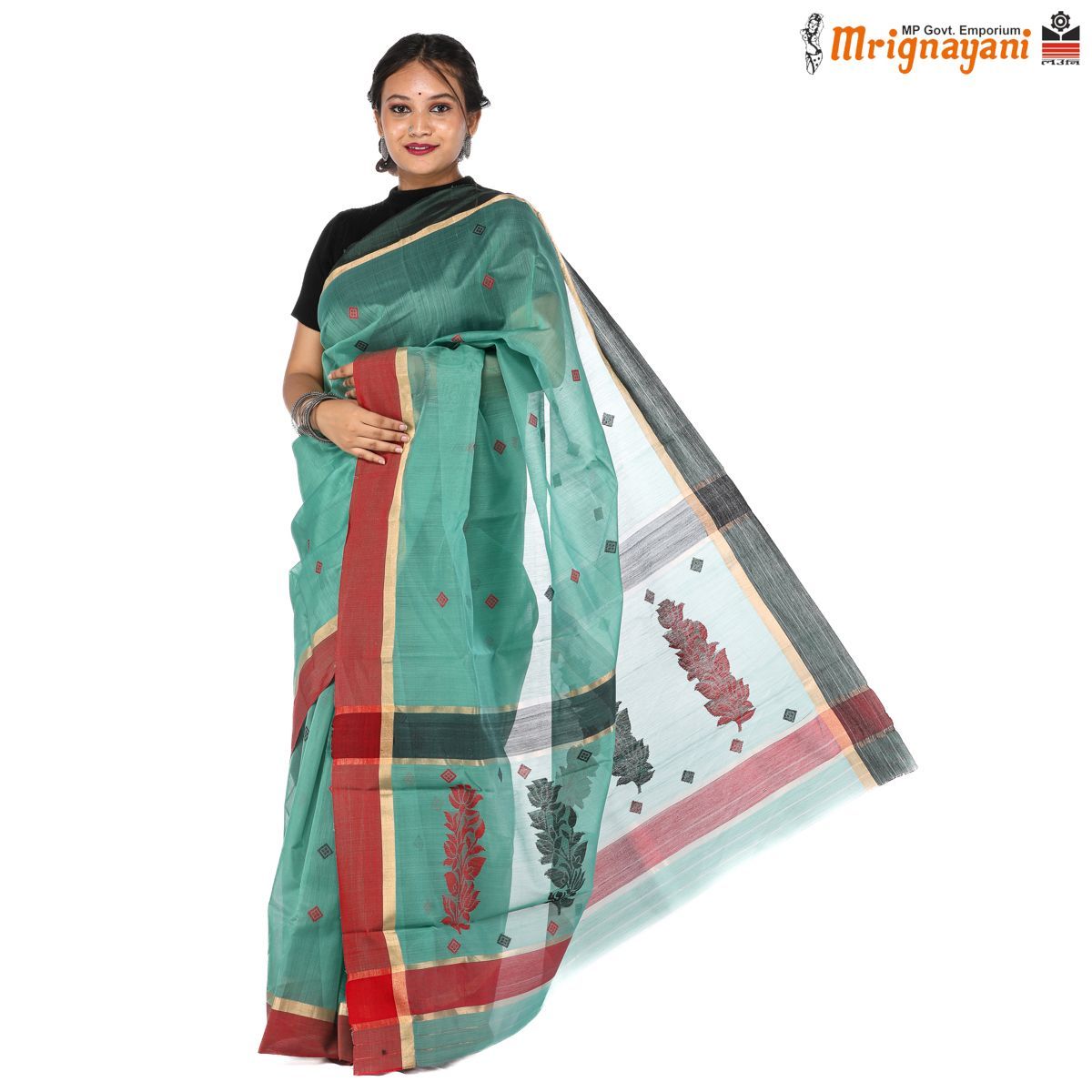 HANDLOOM CHANDERI SILK SAREE WITH BLOUSE (SKU - 1SC103310522 SAREE-1043)