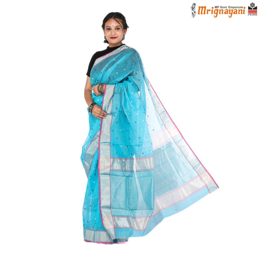 HANDLOOM CHANDERI SILK SAREE WITH BLOUSE (SKU - 1SC109310522 SAREE-1040)