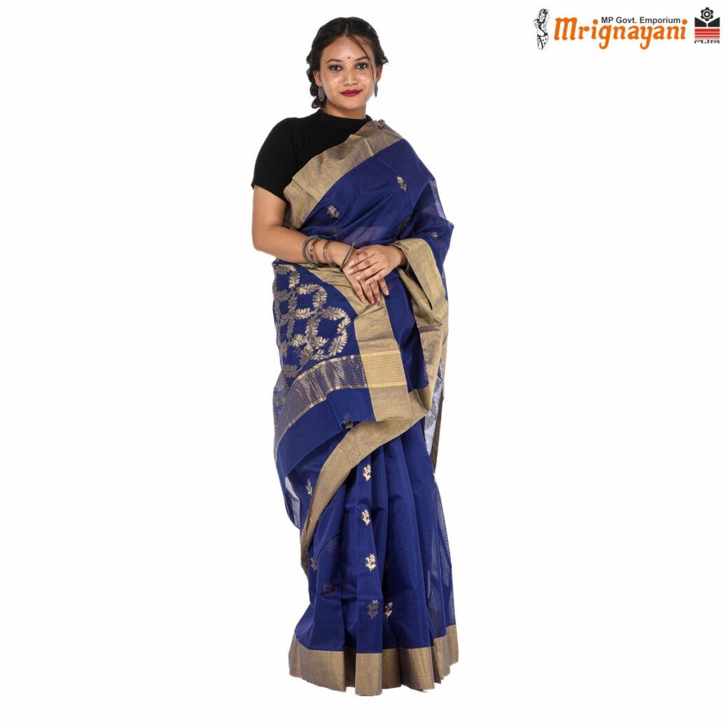 HANDLOOM CHANDERI SILK SAREE WITH BLOUSE (SKU - 1SC110270222 SAREE-1032)