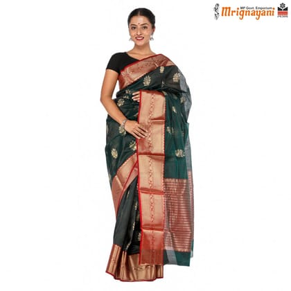 HANDLOOM CHANDERI SILK SAREE WITH BLOUSE (SKU - 1SC203261021 SAREE-1031)