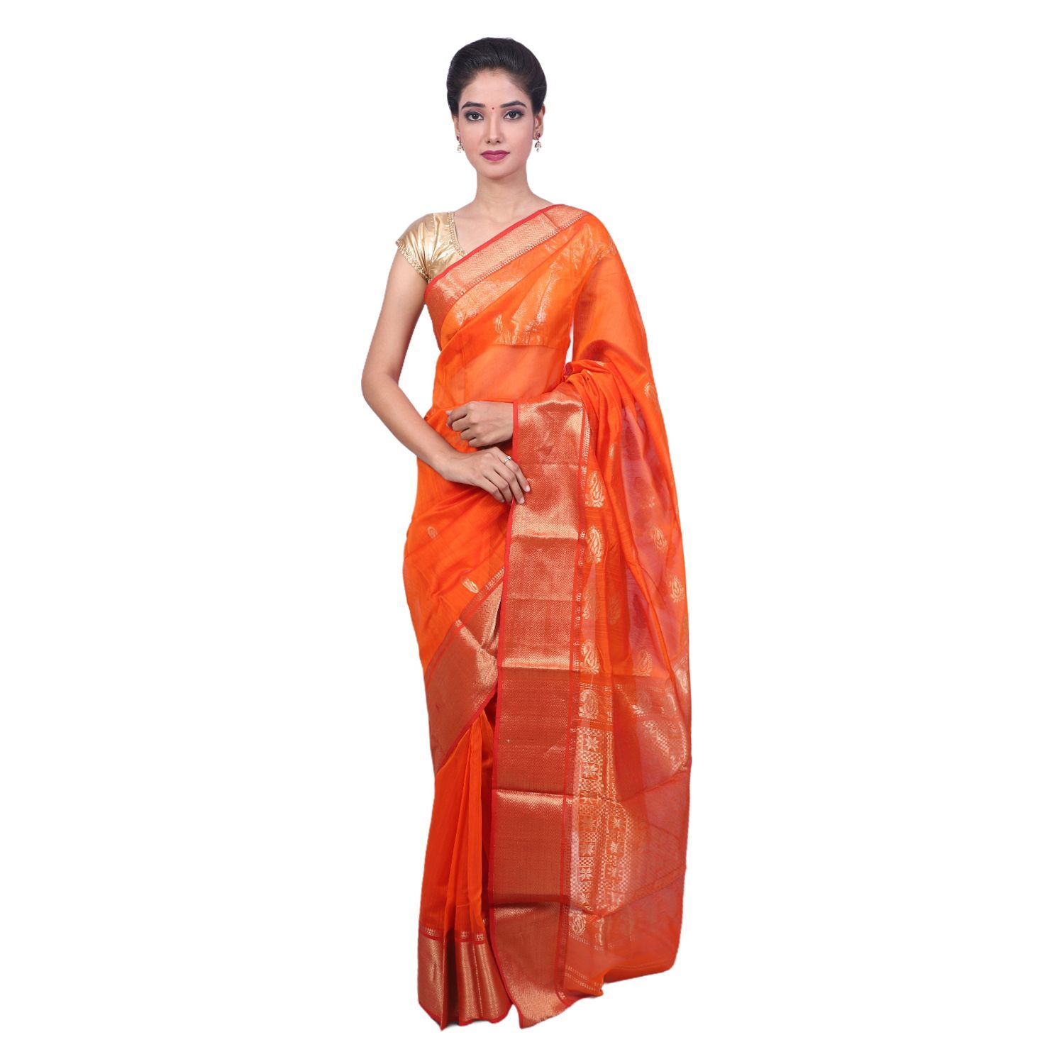 HANDLOOM MAHESHWARI TRADITIONAL SAREE WITH BLOUSE (SKU - 3S0107030422 SAREE- 127)