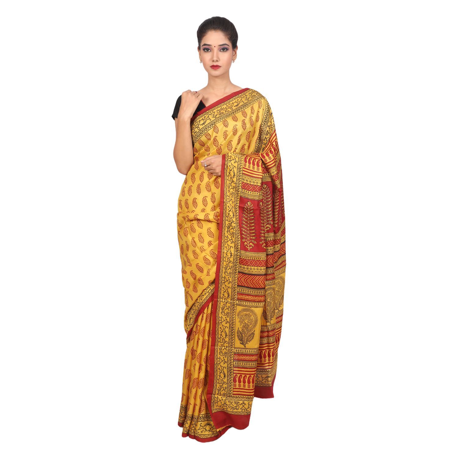 HANDLOOM MULBERRY SILK SAREE WITH BLOUSE (SKU - 3I0107030422 SAREE- 210)