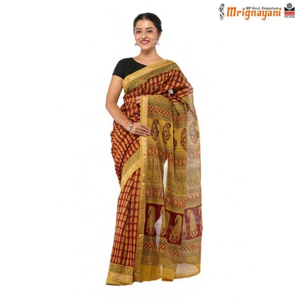 HANDLOOM MAHESHWARI SILK SAREE WITH BLOUSE (SKU - 3I0101170522, SAREE-1066)