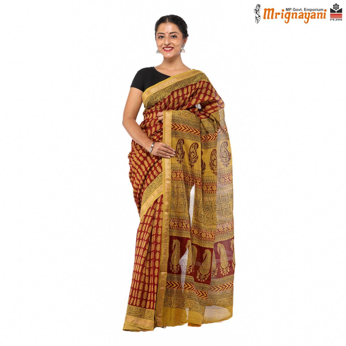 HANDLOOM MAHESHWARI SILK SAREE WITH BLOUSE (SKU - 3I0101170522, SAREE-1066)