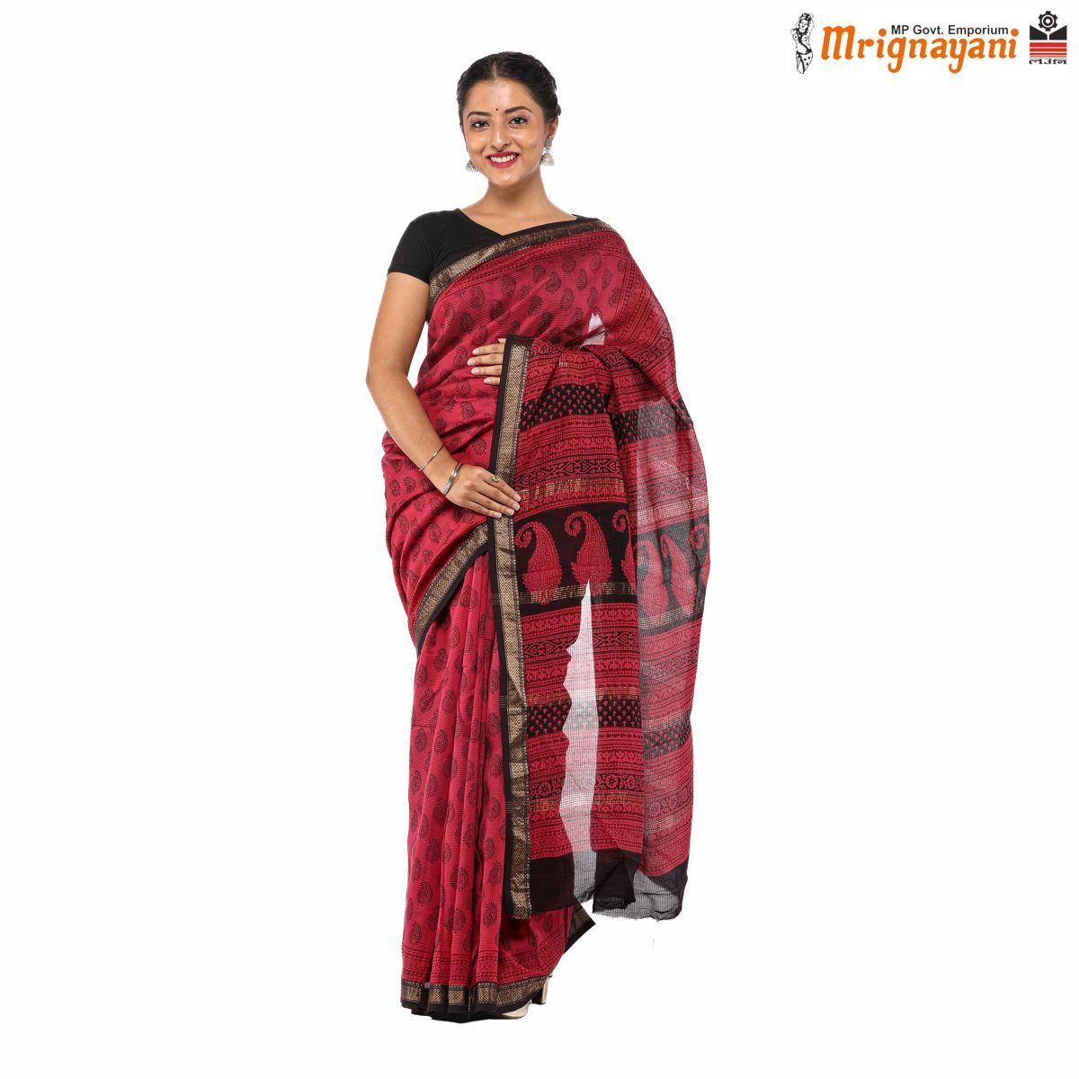 HANDLOOM MAHESHWARI SILK SAREE WITH BLOUSE (SKU - 3I0101170522, SAREE-1060)