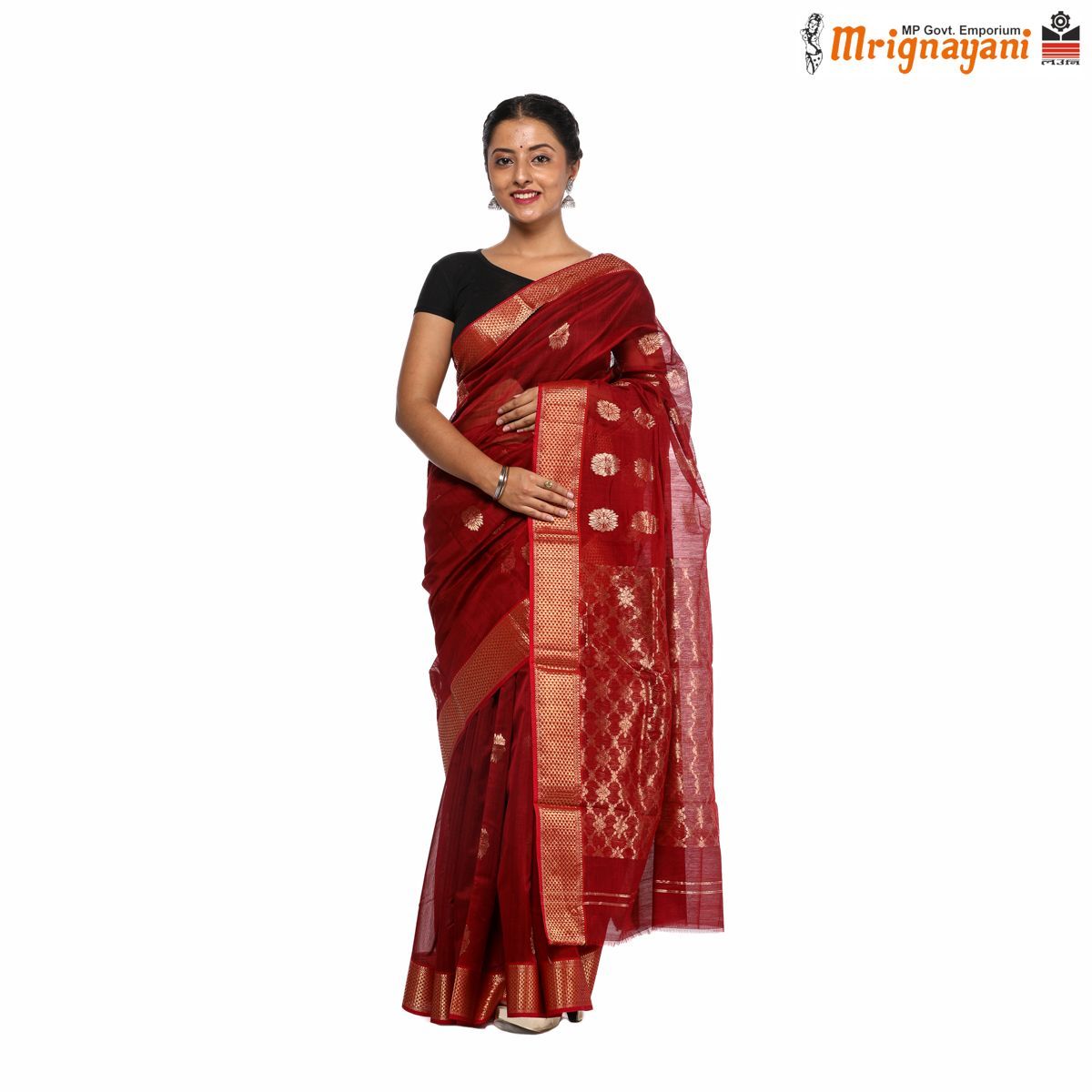 HANDLOOM MAHESHWARI SILK SAREE WITH BLOUSE (SKU - 3S0121030422, SAREE - 1278)