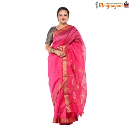 HANDLOOM MAHESHWARI SILK SAREE WITH BLOUSE (SKU - 3S0104180522,SAREE-1085)