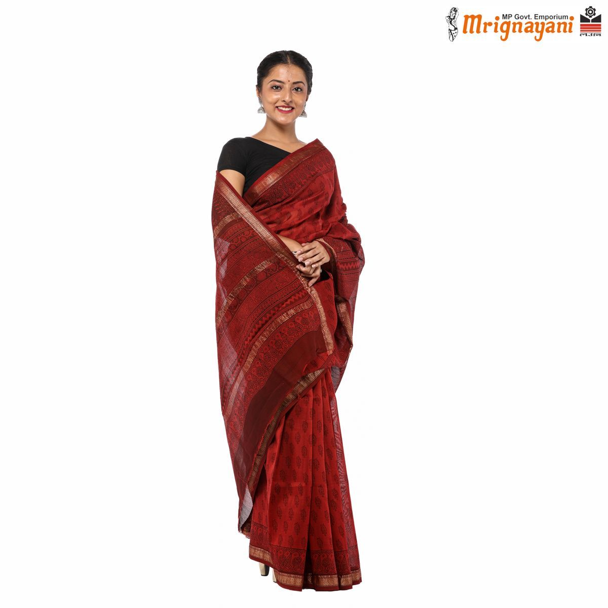 HANDLOOM MAHESHWARI SILK SAREE WITH BLOUSE (SKU - 3I0101170522, SAREE-1068)