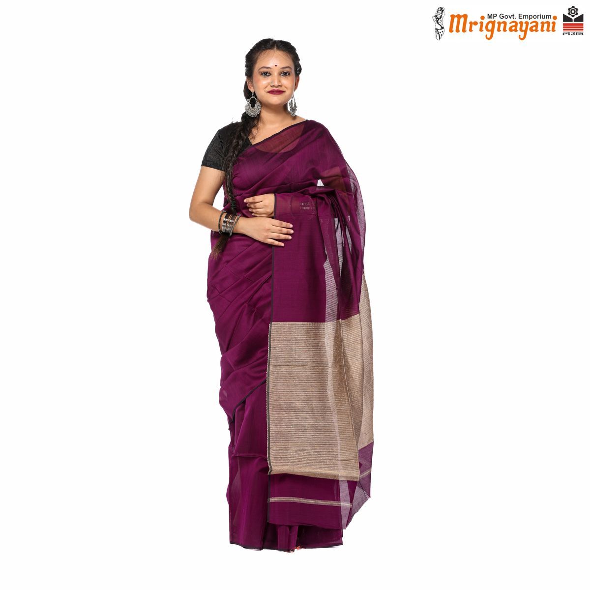 HANDLOOM MAHESHWARI SILK SAREE WITH BLOUSE (SKU - 3S0125030422, SAREE - 1210)