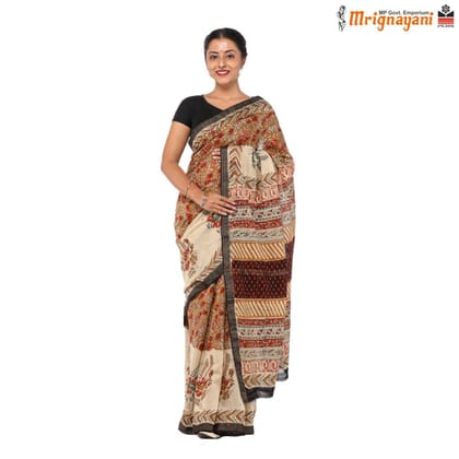 HANDLOOM MAHESHWARI SILK SAREE WITH BLOUSE (SKU - 3N0104050422, SAREE - 1274)