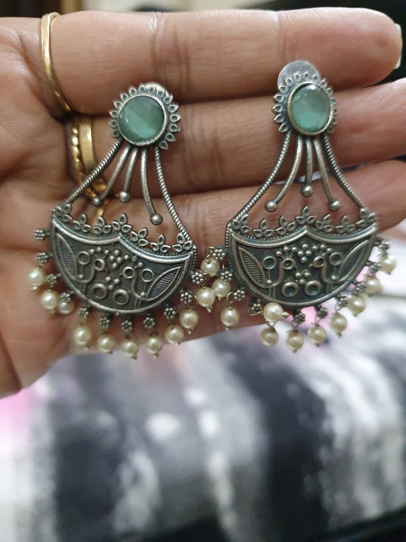 German Silver Oxidized Beautiful Earrings