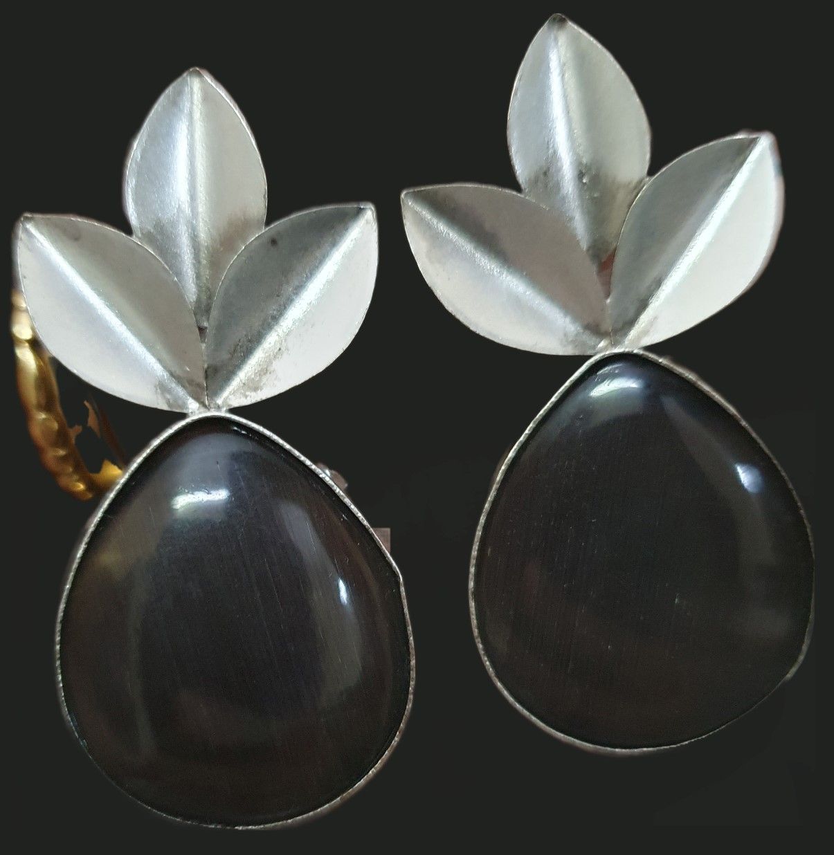 German Silver Oxidized Studs Earrings