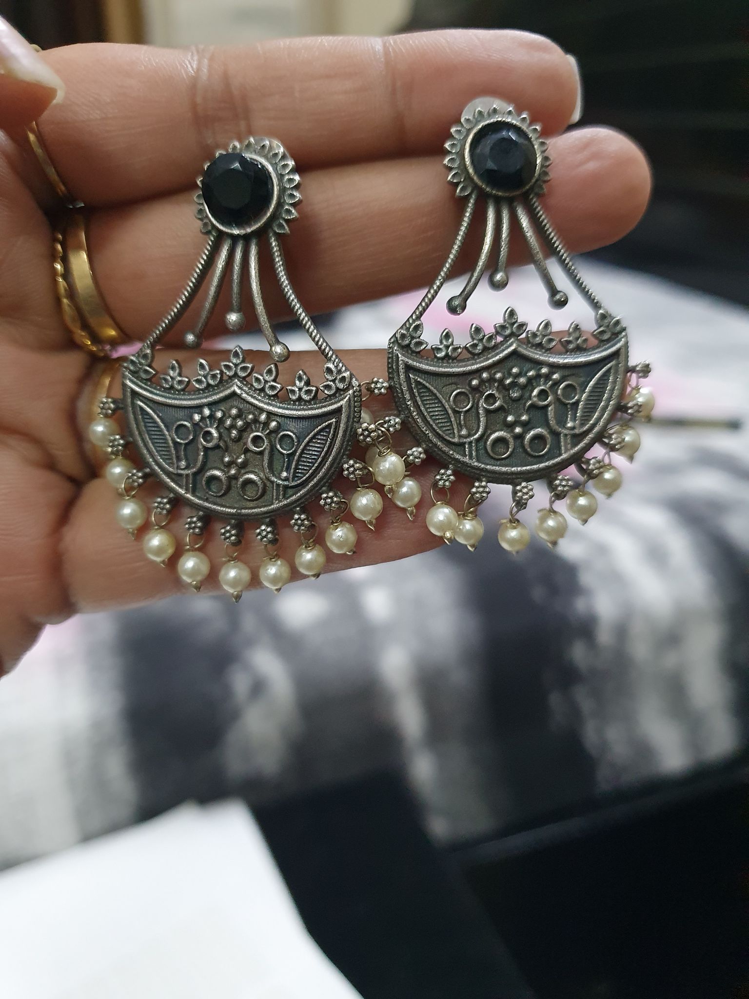 German Silver Oxidized Beautiful Earrings