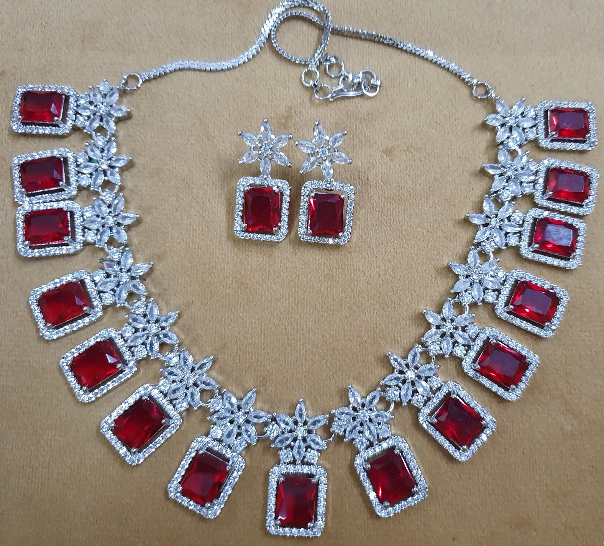 American diamond clearance ruby necklace