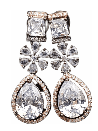 American Diamond with Stone work beautiful partywear earrings