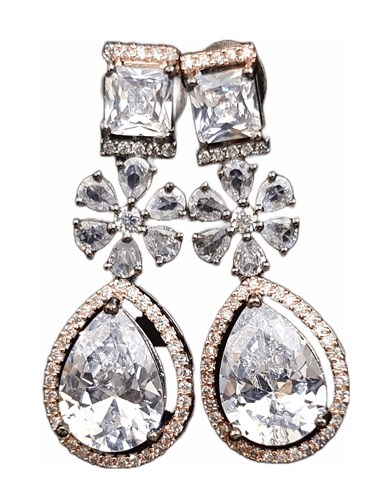 American Diamond with Stone work beautiful partywear earrings