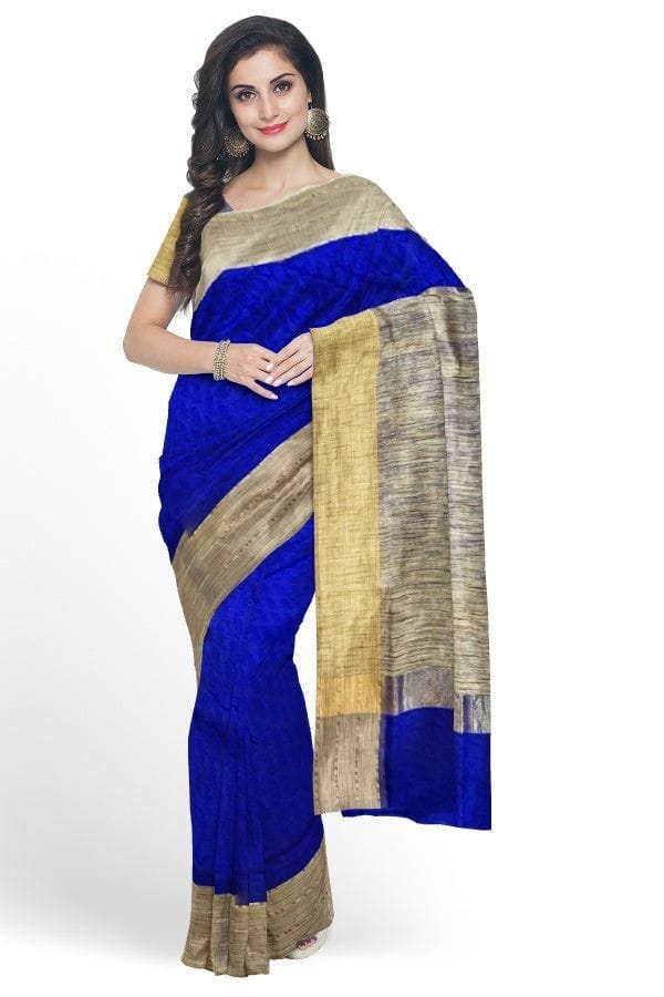 Blue Georgette Saree with Jute Pallu