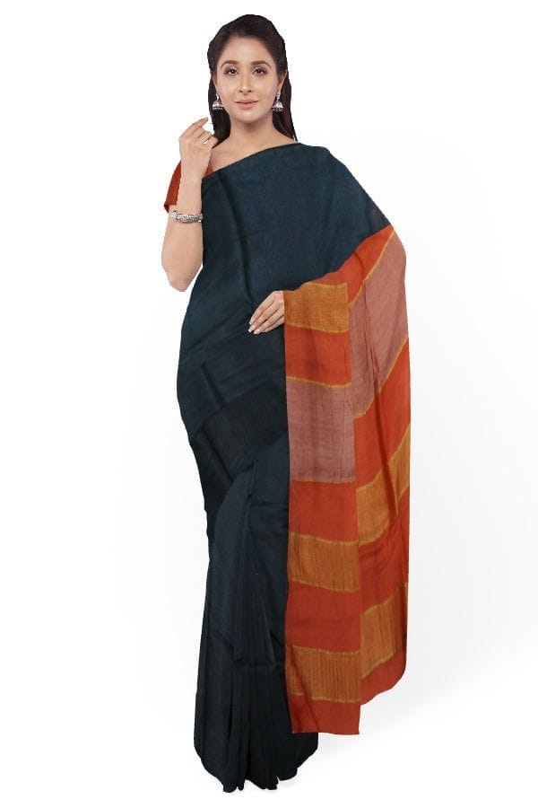 Black Cotton Silk Bengal Handloom Saree