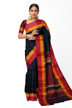 Black Cotton Silk Maheshwari Handloom Saree