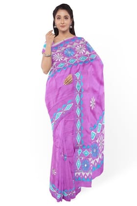 Pink Pure Silk Designer Embroidered Saree