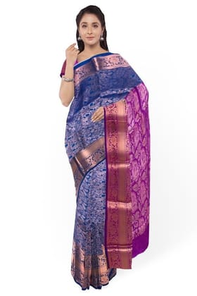 Blue Silk Brocade Saree