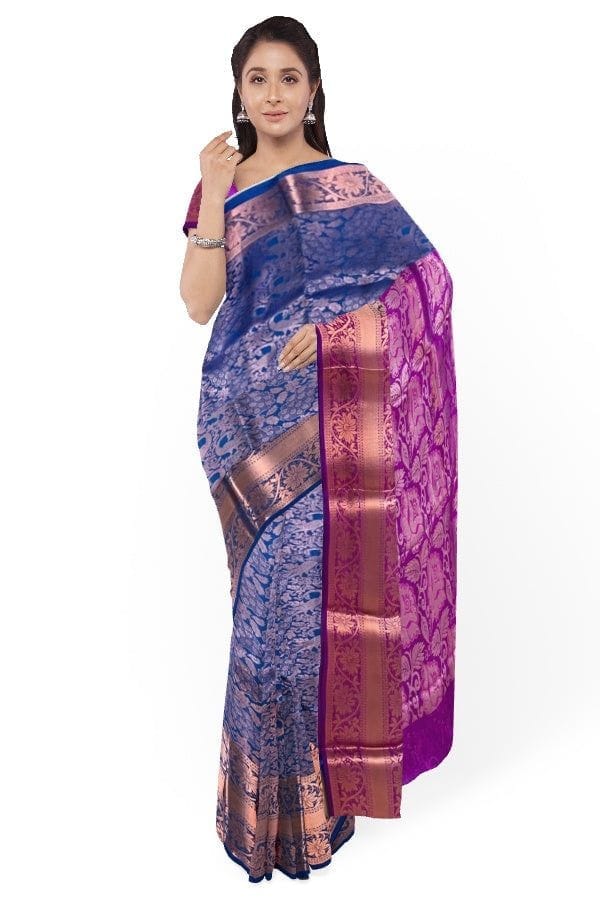 Blue Silk Brocade Saree