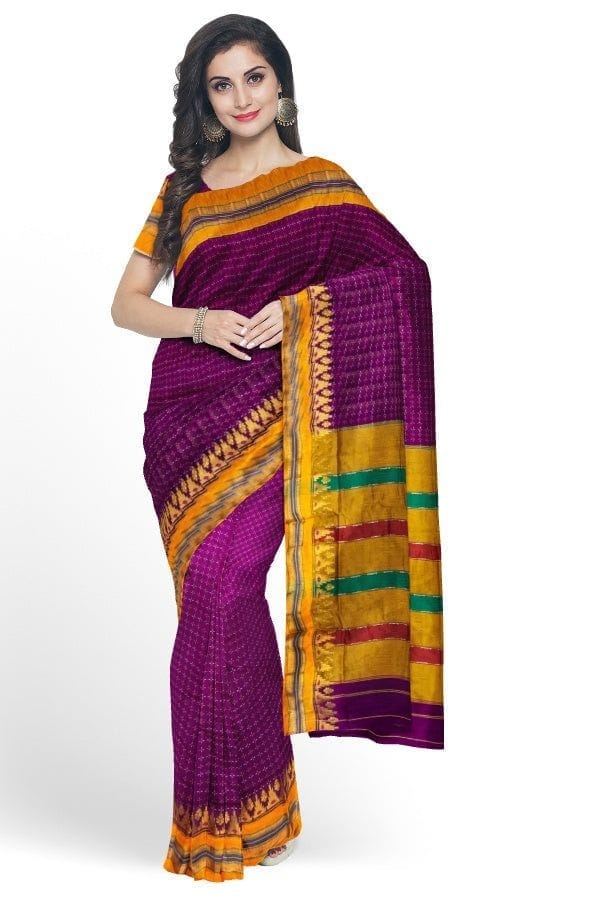 Suta Violet Pure Cotton Floral Printed Saree - Suta - 4123265