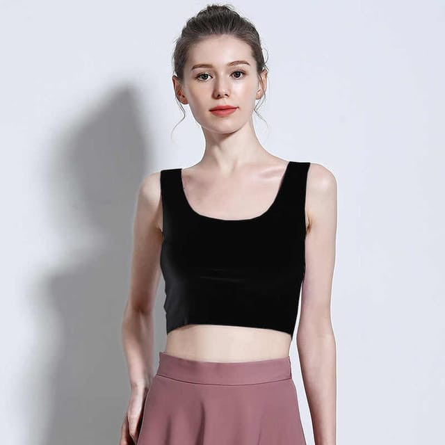 Stretchy Red Crop Top Built in Bra Spaghetti Strap Tank Top One