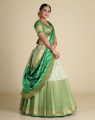 Banarasi Silk Zari Woven Half Saree And Lehenga Choli