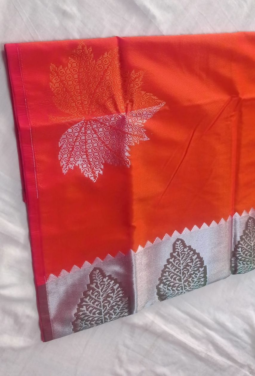 Self Design  Pure Cotton silk Soft  (Orange)