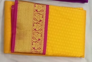 Self Design  Pure Cotton silk Soft  (Yellow)