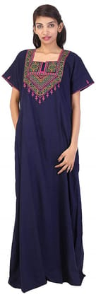 VALENCIA SLEEPWEAR Women's Embroidery Night Gown Lizzybizzy Cotton XXL Blue