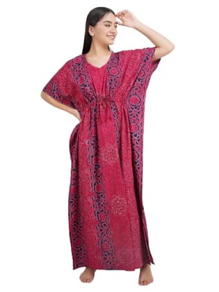 KOI SLEEPWEAR Cotton Kaftan Free Size Nighty Night Gown Sleepwear Pink and Blue