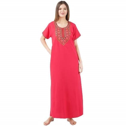 KOI SLEEPWEAR lissybissy Cotton Resham Embroidery Nighty Night Gown Maxi for Women A line (Peach)