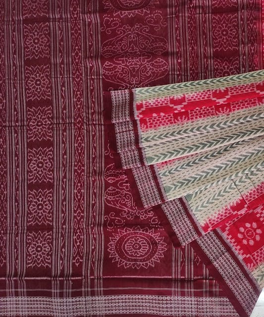 Sohum Sutras: Blue and red silk ikat pochampally saree