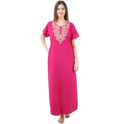 VALENCIA SLEEPWEAR Plain Embroidery Gown Maxi Nightwear Nighty Lizzy Bizzy Soft Fabric