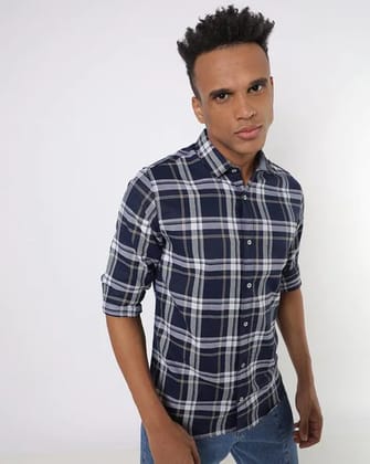 Slim Fit Shirt with Patch Pocket (Blue)