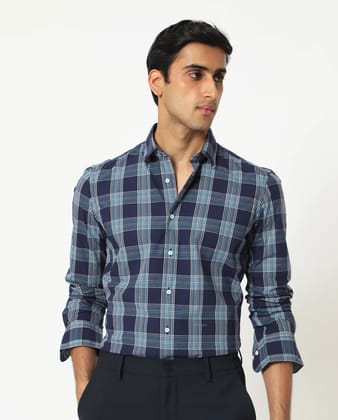 Checked Slim Fit Shirt with Patch Pocket