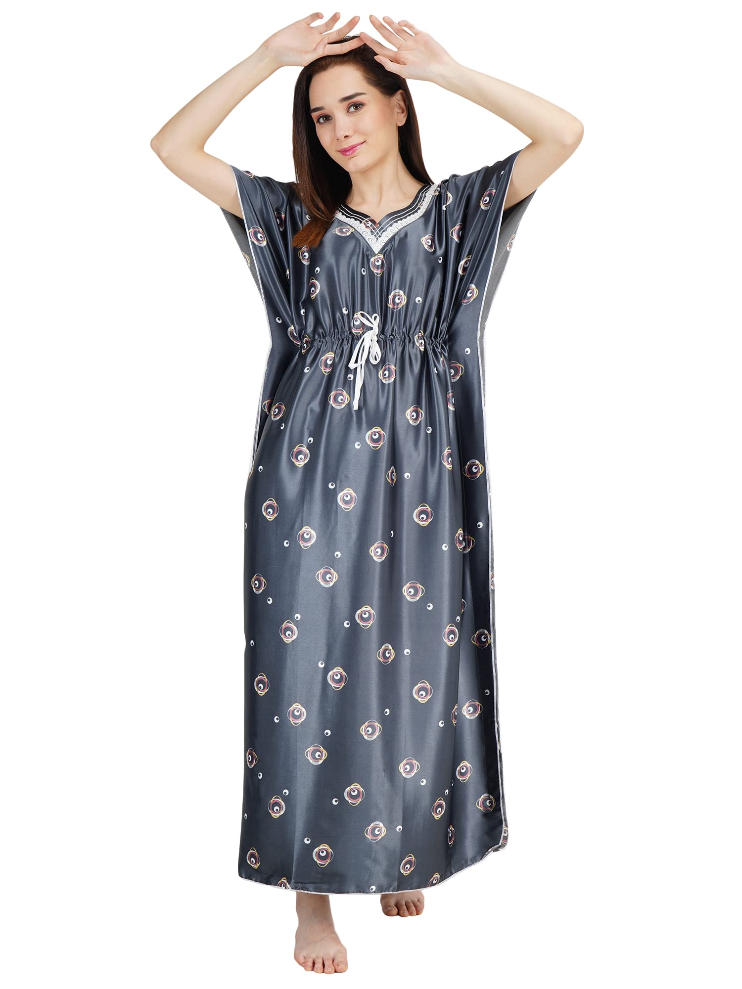 KOI SLEEPWEAR Pink Dotted Alpine Nightdress with Beautiful Embroidery and  Pockets Comfortable for Women